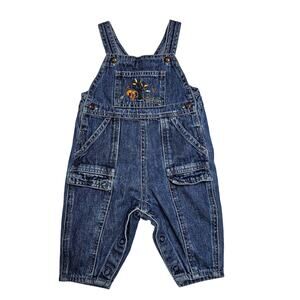 OshKosh Overalls Size 3-6 mo Vintage Fall Squirrel Embroidered Bib Style Pants